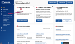 Faculty Resources Home Screen